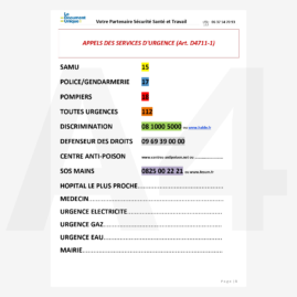 affichage obligatoire de santé et sécurité au travail